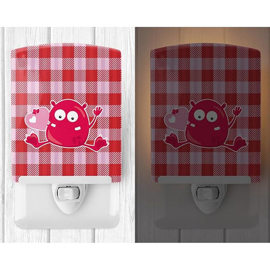 Caroline's Treasures BB9126CNL Cupid Monster Angel on Plaid #6 Ceramic Night Light Compact, UL-Certified, Ideal for Bedroom, Bathroom, Nursery, Hallway, Kitchen, 6x4x3, Multicolor