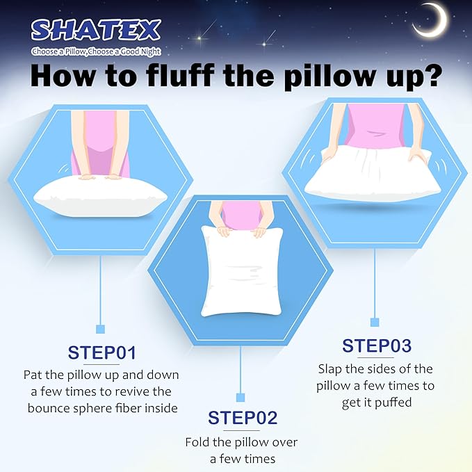 Shatex Medium Firm Pillow, King Size 34 x 20 inch, Adjustable Pillow for Neck Pain Relief,Back Pillow Provide Strong Support for Stomach & Side Sleepers