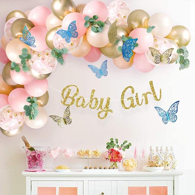 72Pcs 3D Butterfly Wall Decor 3 Sizes 3 Styles, Removable Butterfly Stickers Wall Decals, Butterfly Decorations Party Birthday Cake Decoration for Kids Nursery Wedding Bedroom Room(Gold)