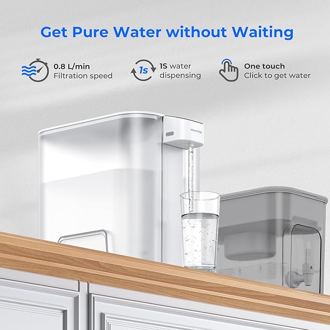 Waterdrop Mega Electric Water Filter Pitcher, Dispenser, 200-Gallon Filtered Water Pitcher, NSF/ANSI 42&53&401&372, Reduce PFAS, Lead, Chlorine, 27-Cup, White, with 1 Filter, Does not Lower TDS
