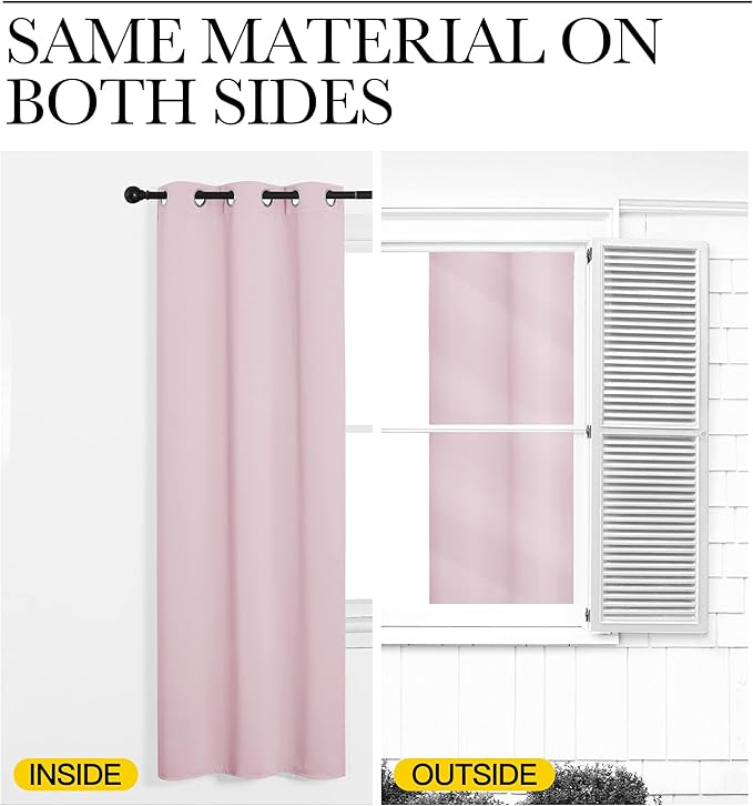 NICETOWN Blackout Curtain Panels for Girls Room, Nursery Essential Thermal Insulated Solid Grommet Top Blackout Drapes (Lavender Pink, 1 Pair, 34 x 72 inches)