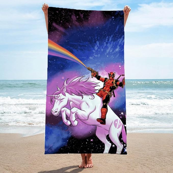 Jay Franco Marvel Deadpool Unicorn Galaxy Bath Pool Beach Towel - Super Soft & Absorbent 100% Cotton Towel, Measures 28 x 58 inches