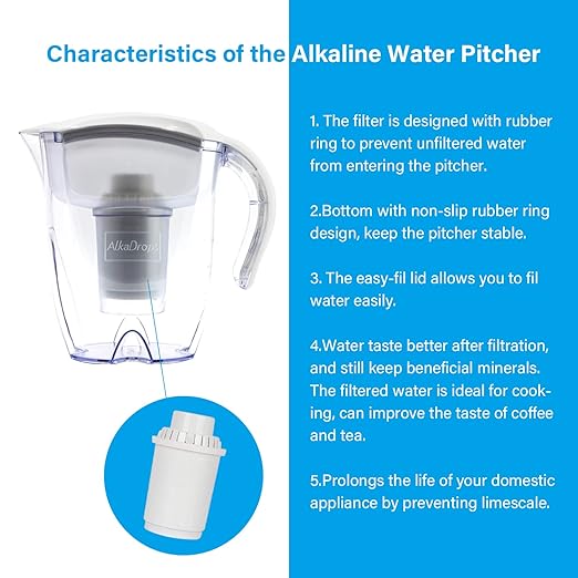 Water Filter Pitcher for Tap and Drinking Water, Large BPA Free Tap Water Purifier Pitchers with Ultrafiltration Filter - 3.5L(White)