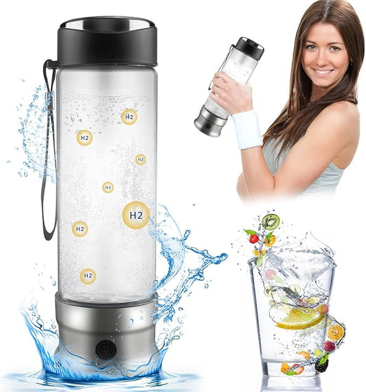 Hydrogen Water Bottle,2024SPE/PEM Technology Hydrogen-Rich Water Bottle Hydrogen Concentration(+1300ppb),460ml Rechargeable/Portable Hydrogen Water Machine for Office/Daily/Travel /Gifts for Women&Men