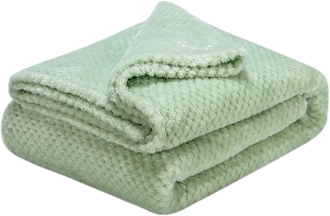 Fuzzy Throw Blanket, Plush Fleece Blankets for Adults, Toddler, Boys and Girls, Warm Soft Blankets and Throws for Bed, Couch, Sofa, Travel and Outdoor, Camping (Throw(50"x70"), L-Pastel Green)