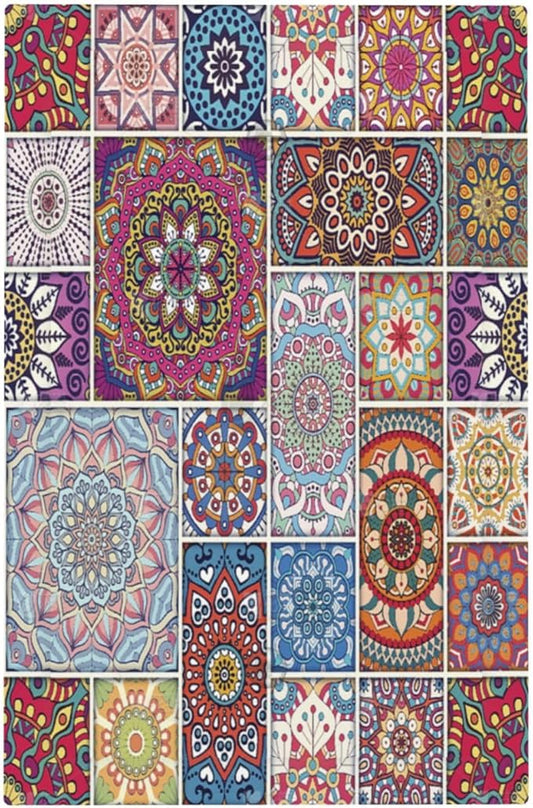 Morocco Talavera Mexican Tiles Printed Colroful Mandala 1 Gang Light Switch Covers No Device Wall Plate Decorative Blank Switchplate Electrical Faceplate for Kitchen Bathroom Bedroom Decor