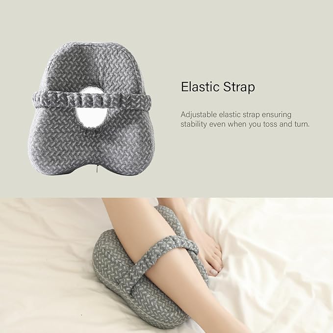Knee &Leg Pillow for Side Sleepers-Mermory Foam Pillow for Between Legs-Sciatica Pain Relief-Knee,Legs and Back Relief. (grey), DC-0888