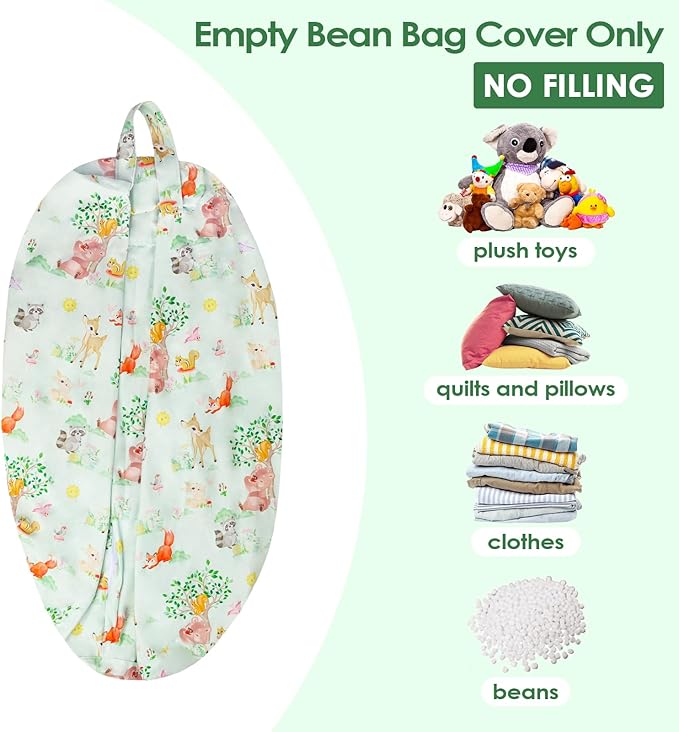 Bean Bag Chair for Kids Stuffed Animal Storage Beanbag Chairs,Toddler Toy Storage Organizer for Girls and Boys,Large 32'' Cover Only(No Filling