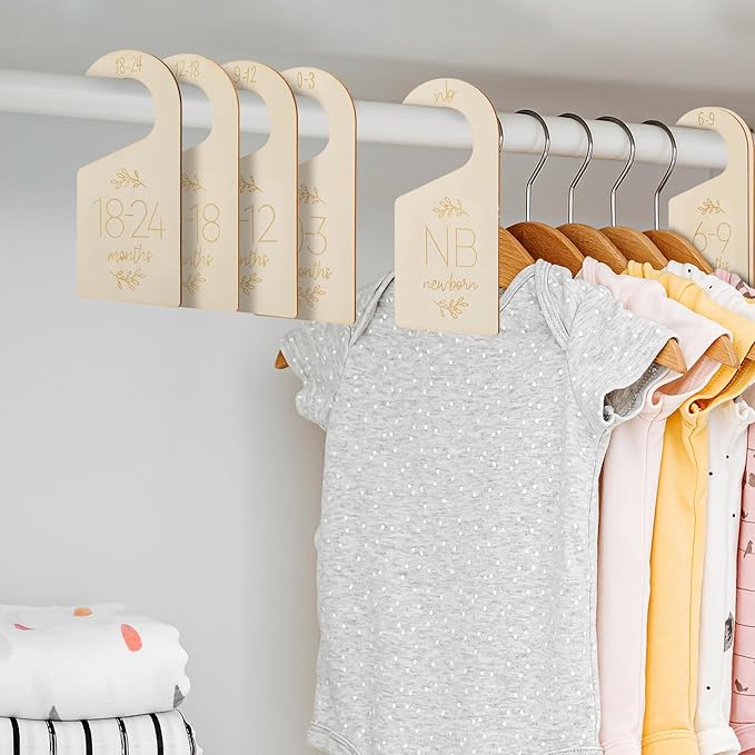 Sibba 7 Pcs Closet Dividers Clothes Organizer Adorable Wooden Holder Size Hanger Double Sided Bracket Drawers Must Haves Boho Nursery Decor Room Decorations Storage Rack