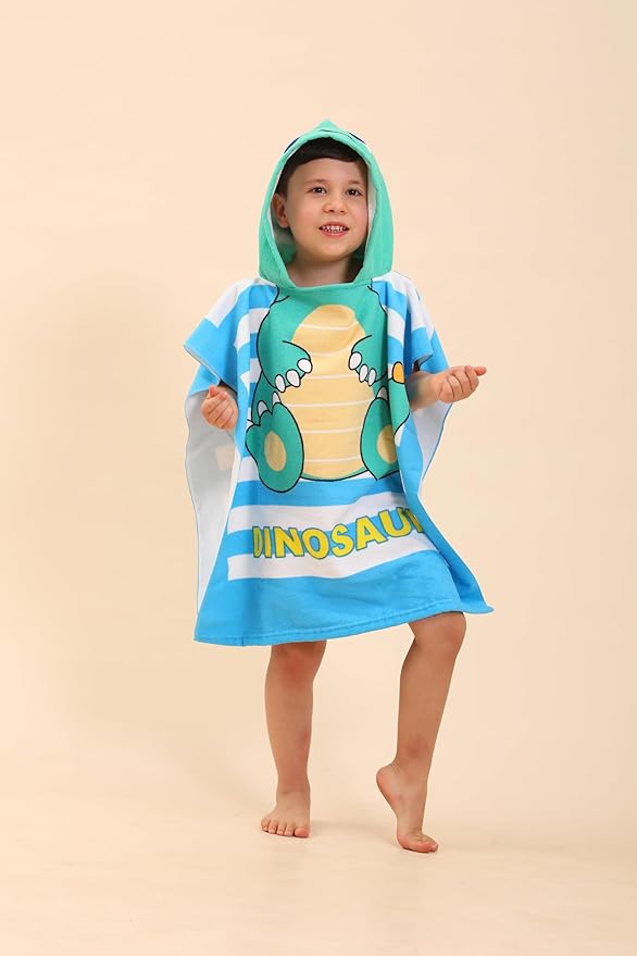 Dinosaur Hooded Towels for Kids, Kids Beach Towels for Boys/Girls, Swimming Towels/Towel Robes/Wearable Towels/Pool Towels for Kids 2-10, Poncho Beach Towels for Kids, Hooded Beach Towels for Toddler