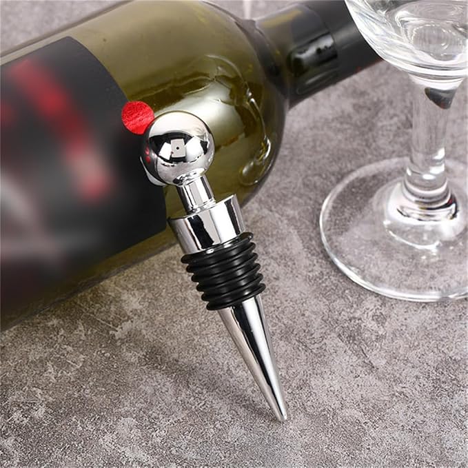 Wine Stopper Bottle Stopper - Wine Saver, Reusable Wine Corks For Beverage, 1-Pack Silicone Wine Stopper For Gifts, Bar, Holiday Party, Wedding, 3.54 inch, Silver