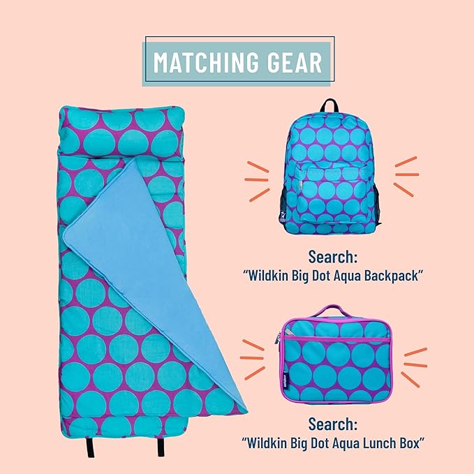 Wildkin Original Nap Mat with Reusable Pillow for Boys & Girls, Ideal for Sleepovers, Equipped with Hook & Loop Fastener, Made from Cotton Blend Materials - Nap Mat for Kids