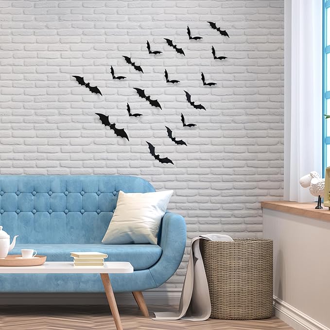 Bats Wall Decor,240 Pcs Bats Halloween Decoration, 4 Different Sizes 3D Bat for Halloween Decorations Clearance, Halloween Bat Stickers for Wall Decor