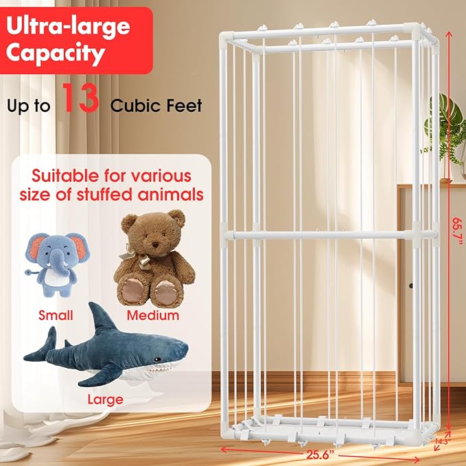 Stuffed Animal Storage, Metal Stuffed Animals Zoo Plush Toy Storage Organizer, Extra Large Plushies Storage Holder Creative Display Shelf for Playroom Bedroom Nursery