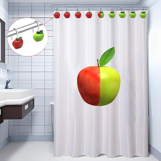 Shower Curtain Hooks, Resin Hooks, Bathroom Shower Rod Decoration Set, 12 Pieces