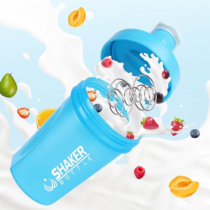 Shaker Bottle, 400ml Small Protein Shaker Cup with Mixing Ball for Smooth blending, Leak-Proof GYM Workout Water Bottles for protein& Smoothie Shake,Bpa Free (13oz / Blue)
