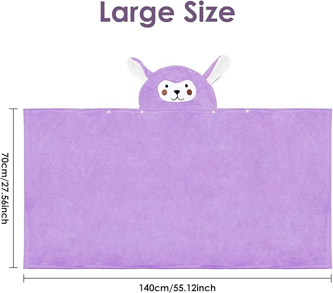 Kids Hooded Bath Towels Beach Towel Girls Boys Soft Swim Pool Cover Up Super Absorbent Cute Cartoon Animal