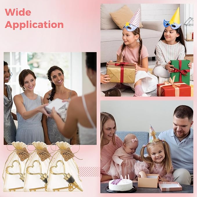 Gold Stainless Steel Love Design Wine Bottle Stoppers, Including 30 Wine Stoppers, 30 Wine Openers, 100 Tags, 100 Organza Bags, 1 Roll of Ropes, Wedding Bridal Shower Favors, Party Souvenir Gifts