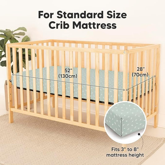 2-Pack Waterproof Crib Sheets for Boys, Girls - Viscose Derived from Bamboo Crib Sheets Neutral, Crib Mattress Protector Sheet, Soft Toddler Bed Sheets, Fitted Baby Crib Sheets Girl, Boy (Prairie)