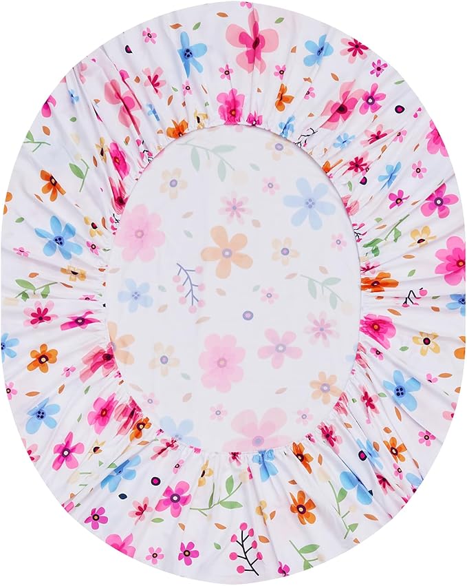 Twin Sheets Set Colorful Floral Bed Sheets Set Girls Cute Soft Microfiber Cooling Sheets 3 Pieces Kids Twin Size Bed Set Wrinkle Free, 15 inch Deep Pocket Fitted Sheet, Flat Sheet, Pillowcase