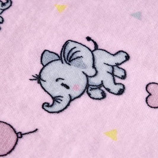 DaysU Plush Flannel Sherpa Baby Blanket for Girls Boys, Generous Reversible Soft Micro Fleece Toddler Bed Throw Blanket with Animal Print for Kids and Children, Elephant, 50"x60"