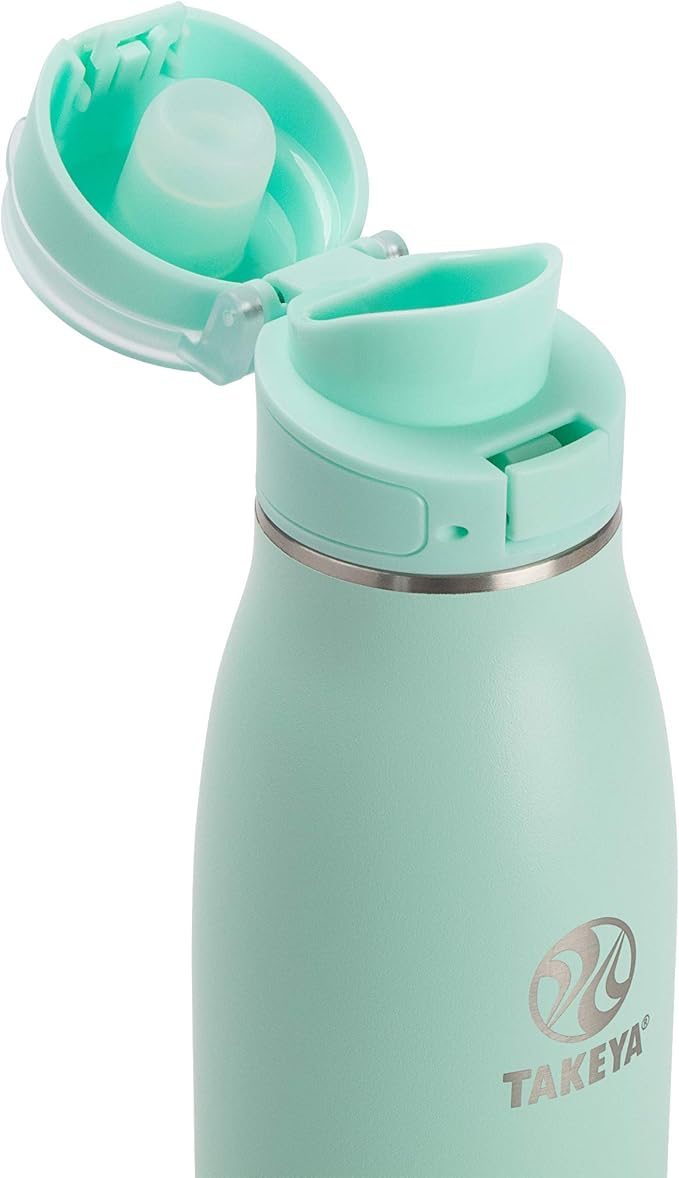 Takeya 17 Oz Traveler Stainless Steel Insulated Travel Coffee Mug with Locking Leak Proof Lid, Premium Quality, BPA Free, Aqua