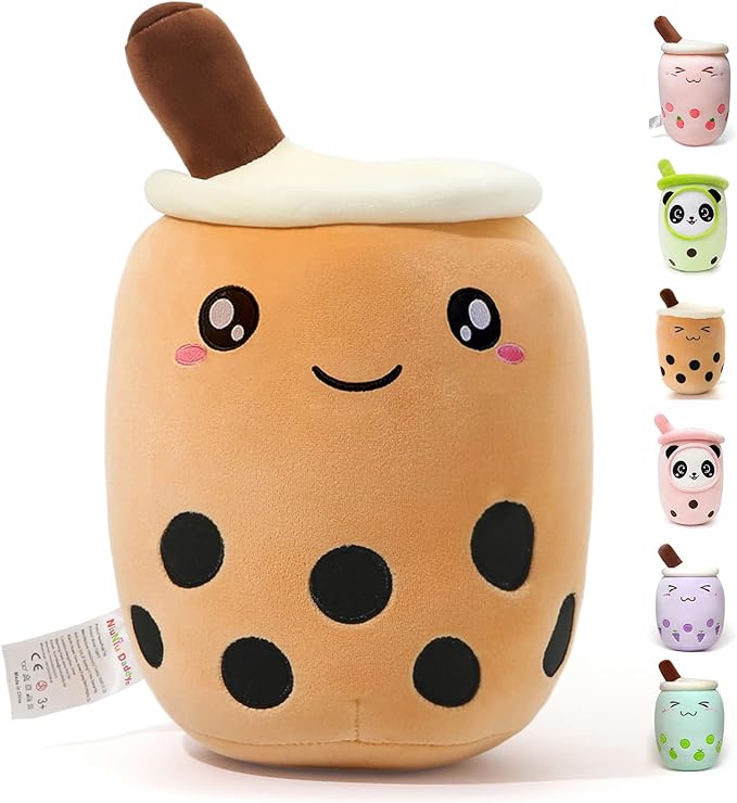 Niuniu Daddy Boba Plush 13.7in Large Kawaii Plushies Bubble Tea Cute Squishy Pillow Soft Brown Milk Tea Stuffed Animal for Kids/Girls/Boys