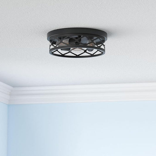 2 Pack Flush Mount Ceiling Light Fixture, Black, for Hallway, Kitchen, Farmhouse, Bedroom (13 x 13 x 3.93 inches, 2400 lumens, Dimmable, 2 Count)