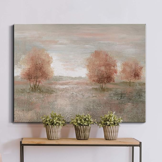 Renditions Gallery Canvas Nature Wall Art Modern Paintings Decorations Autumnal Peach Leaves Abstract Romantic Artwork Wall Hanging Prints for Bedroom Office Kitchen - 24"x36" LT33
