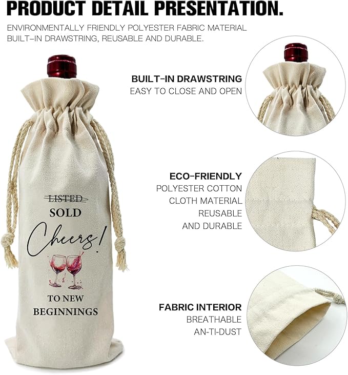 ZHANTUONE,Friends Coworker Funny Birthday Wine Bag,Drawstring Polyester Cotton Cloth Wine Bag,Resignation gifts for colleagues,for Friends Coworker Husband Wife Wine Wrap Bag,13IN