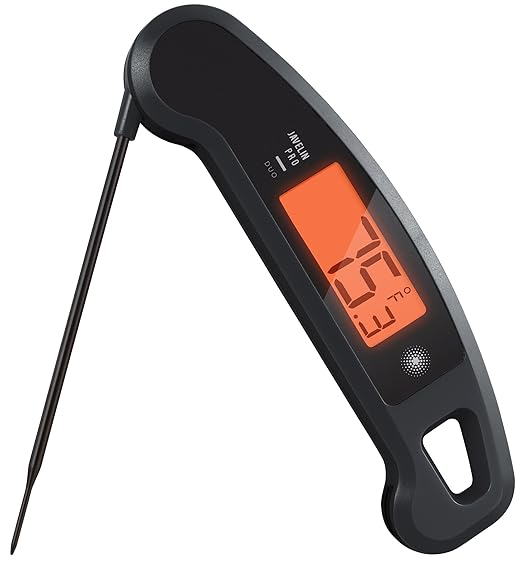 PX1D Javelin PRO Duo Ultra Fast Professional Digital Instant Read Meat Thermometer for Grill and Cooking, 4.5" Probe, Auto-Rotating Backlit Display, Splash Resistant – Ink