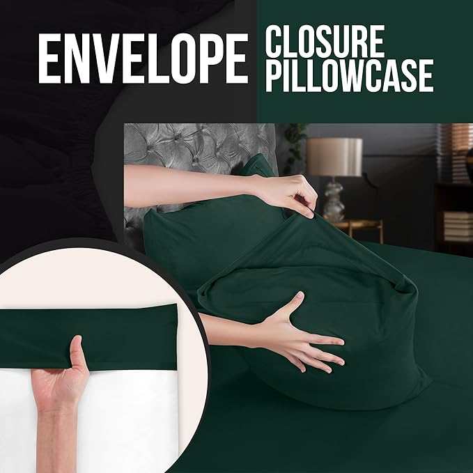 Utopia Bedding Standard Pillow Cases - 2 Pack - Envelope Closure - Soft Brushed Microfiber Fabric - Shrinkage and Fade Resistant Pillow Covers 20 X 26 Inches (Standard, Emerald)