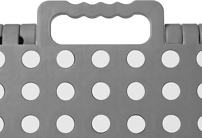 Casafield 11" Folding Step Stool with Handle, Gray - Portable Collapsible Small Plastic Foot Stool for Kids and Adults - Use in The Kitchen, Bathroom and Bedroom
