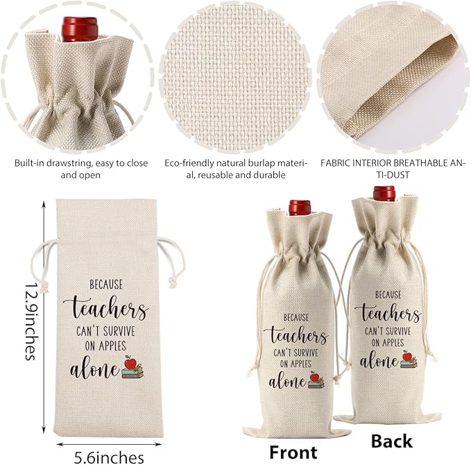 Cool Teacher Gift for Women Men Teacher Gifts End Of Year Teacher Gifts Teachers Appreciation Gifts Christmas Birthday Gifts for Teacher Wine Bag