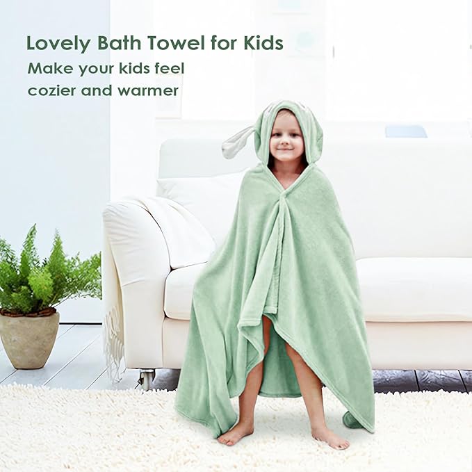 Kids Hooded Bath Towels Beach Towel Girls Boys Soft Swim Pool Cover Up Super Absorbent Cute Cartoon Animal