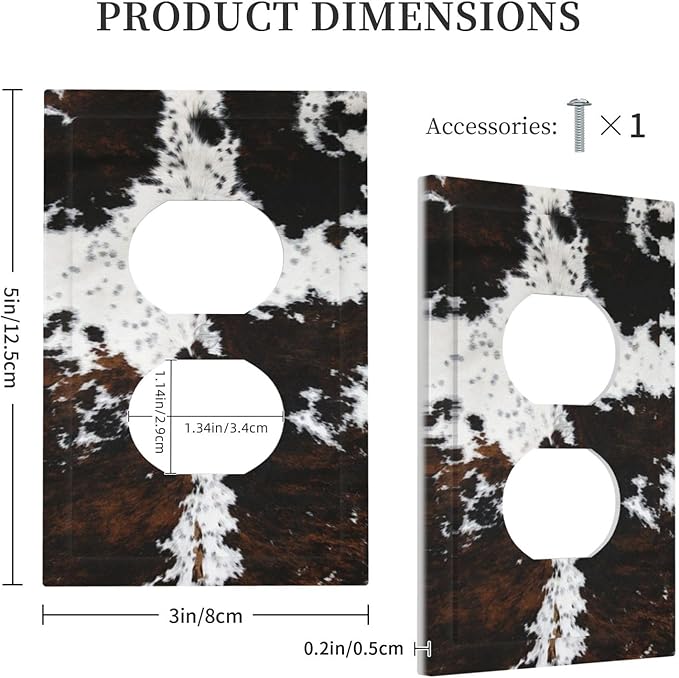 Western Farm Highland Cow 1 Gang Outlet Plate Covers Decorative Single Duplex Wall Plate Electrical Receptacle Light Switch Cover Art Faceplate Switchplate for Farmhouse Bedroom Living Room Decor