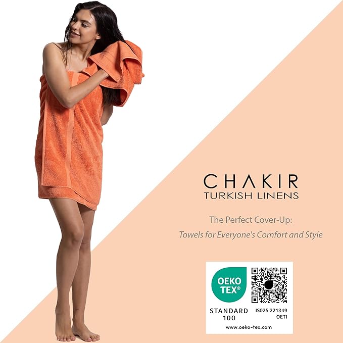 Chakir Turkish Linens | Hotel & Spa Quality 100% Cotton Premium Turkish Towels | Soft & Absorbent (Personalized 3-Piece Towel Set, Coral)
