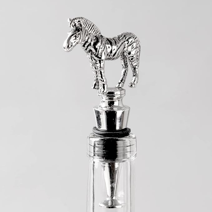 Homestia Wine Bottle Stoppers for Glass Bottles, Zebra Bottle Stopper Reusable Wine Corks Wine Tool, Zinc-Alloy Silicone Wine Stoppers, Wine Toppers with Decors