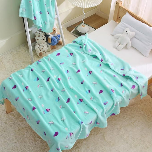 DaysU Plush Flannel Baby Blanket Super-soft Lightweight, Printed Fleece Baby Blanket for Unisex, Portable Bed Throws for Baby Crib and Toddler Bed, Fair Aqua Cloud, 30”x40”