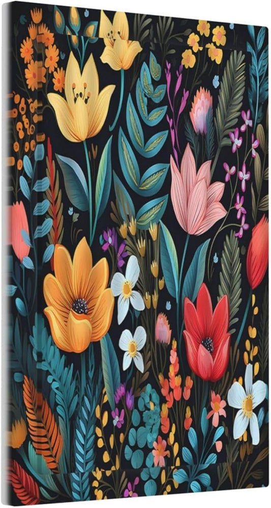 Boho Floral Vintage Flower Leaves Rustic Wildflower Plants 1 Gang Light Switch Covers No Device Wall Plate Decorative Blank Switchplate Electrical Faceplate for Country Bathroom Bedroom Decor