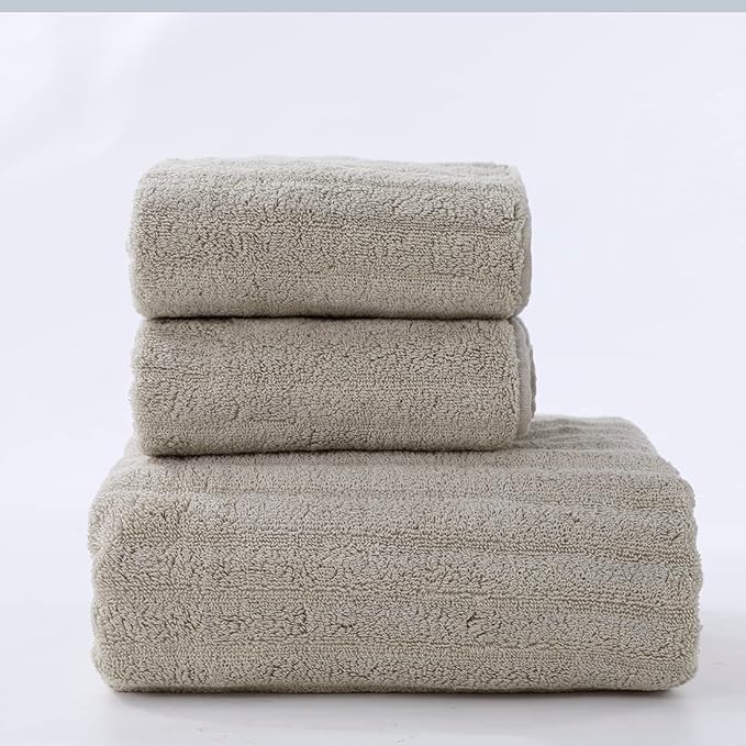 Luxury Ultra Soft Bath Towel Sets for Bathroom Hotel, Apricot 1 Bath Towels 2 Hand Towels Washcloths 100% Long-Staple Cotton Fluffy Highly Absorbent for Women Kids Elderly Face Body