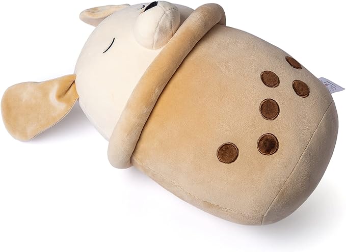 Niuniu Daddy Boba Plushies with Dog face-13.7inches Large Brown Cream Bubble Tea Stuffed Animals for Boys -Soft Kawaii Milk Tea Cup Plush Toy Pillow for Kids-Machine Washable