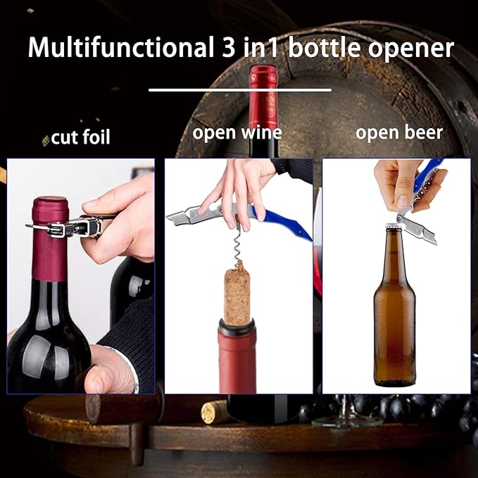 Wine Opener 2 Pack, Professional Wine Bottle Opener, Stainless Steel Wine Key Manual Waiters Corkscrew Wine Opener for Servers Bartender