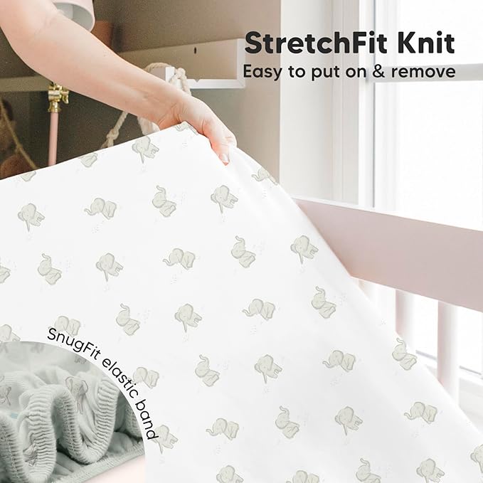 2-Pack Crib Sheets for Boys,Girls - Viscose Derived from Bamboo Fitted Crib Sheet, Organic Baby Crib Sheets, Crib Mattress Sheet,Toddler Bed Sheets,Baby Sheets for Crib Fitted Sheets(Elly)