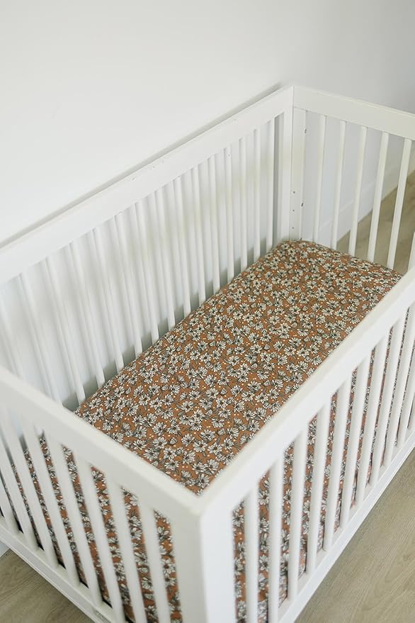 Magnolia Muslin Crib Sheet by Mebie Baby, Soft and Breathable Bed Sheets for Babies, Modern Neutral Bedding for Cribs, Standard Crib Mattress Fitted Sheet, Great for Boy or Girl Room or Nursery