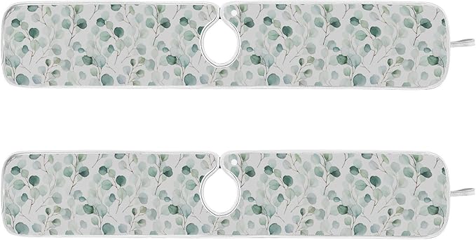 Kitchen Faucet Absorbent Mat,Flower Green Leaves Water Splash Guard for Sink, Faucet Drip Catcher Thicken Sponge Microfiber Faucet Water Catcher Mat Sink Absorbent Mat for Kitchen 14x5in 2 Pack