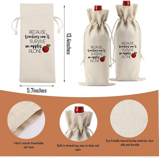 XFW Teacher Gifts Wine Bag Teacher Appreciation Gifts for Women Men Teacher Thank You Gifts from Student Teacher Retirement Gifts End of the Year Teacher Gifts
