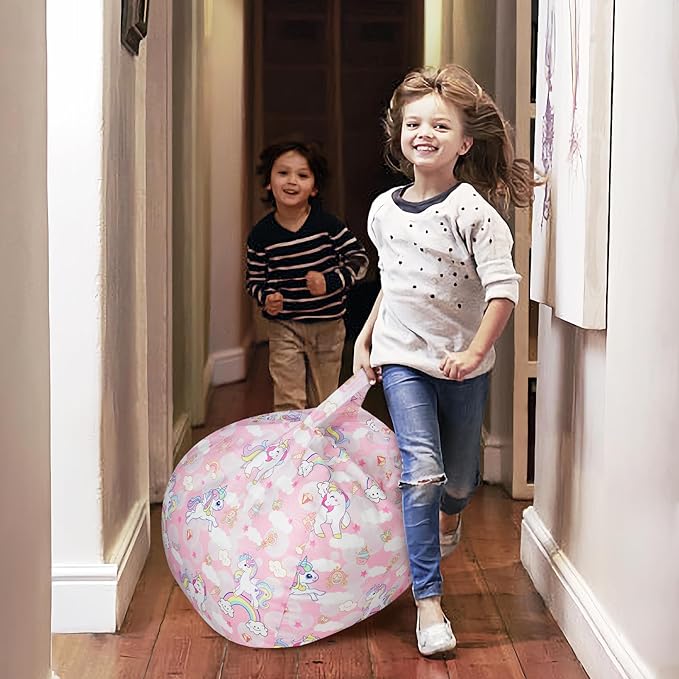 Bean Bag Chair for Kids Stuffed Animal Storage Beanbag Chairs,Toddler Toy Storage Organizer for Girls and Boys,Large 32'' Cover Only(No Filling