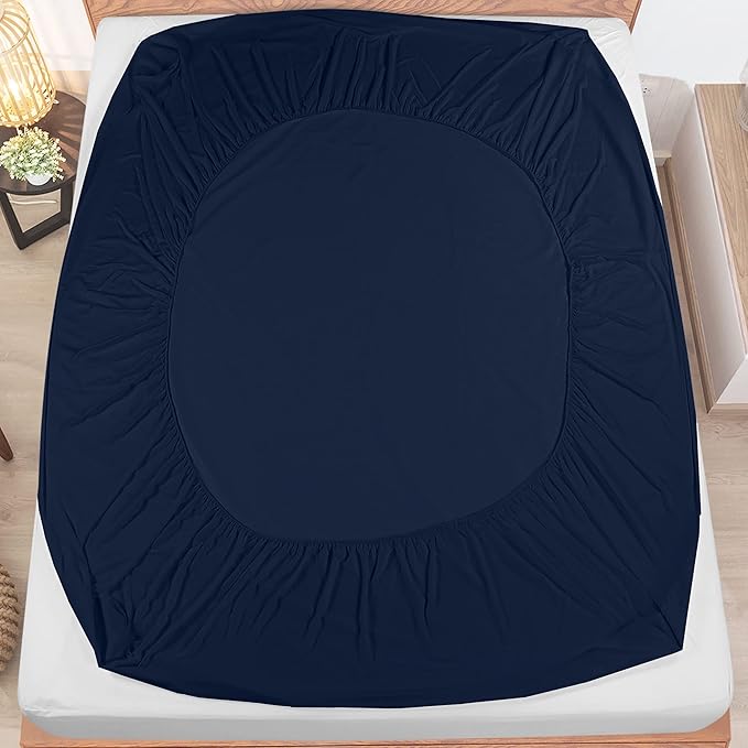 Utopia Bedding Waterproof Mattress Protector Full Size, Premium Terry Mattress Cover 200 GSM, Breathable, Fitted Style with Stretchable Pockets (Navy Blue)