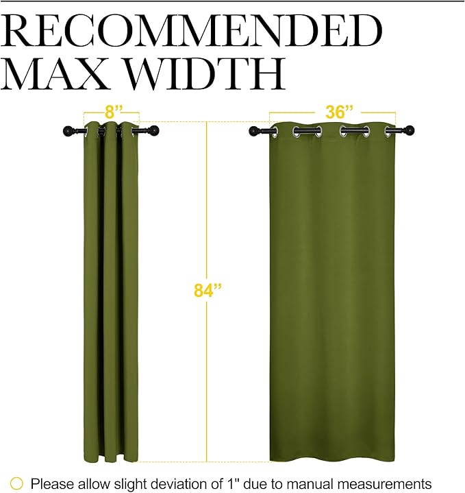 NICETOWN Holiday Christmas Decor Thermal Insulated Solid Grommet Blackout Curtains/Drape for Living Room (1 Pair, 42 by 84 inches, Olive Green)